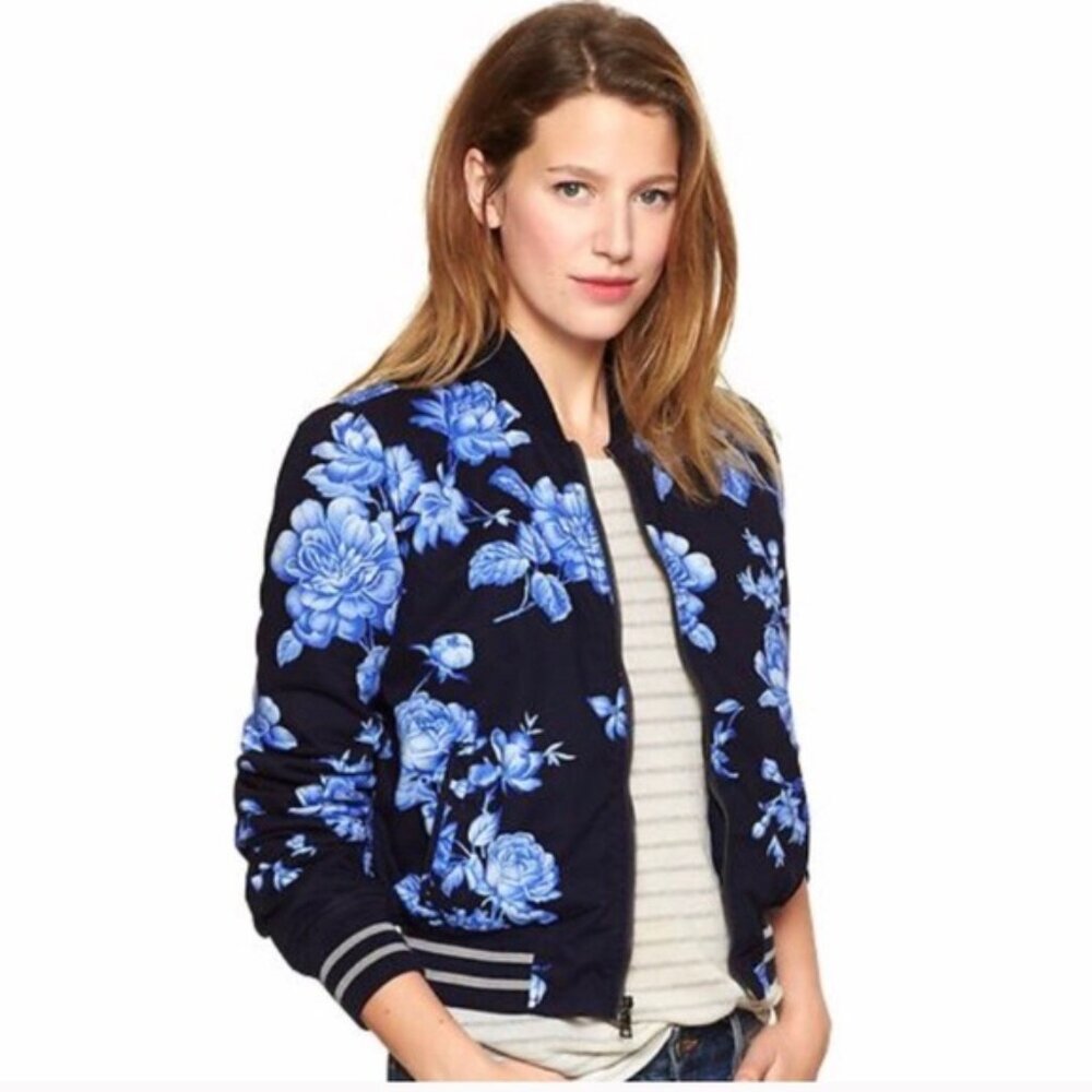 Gap Floral Bomber Jacket Coat Women's Size XL